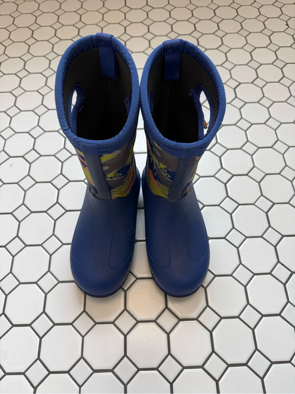 Bogs Navy Blue Kids Rain Boots with Pull Handles
